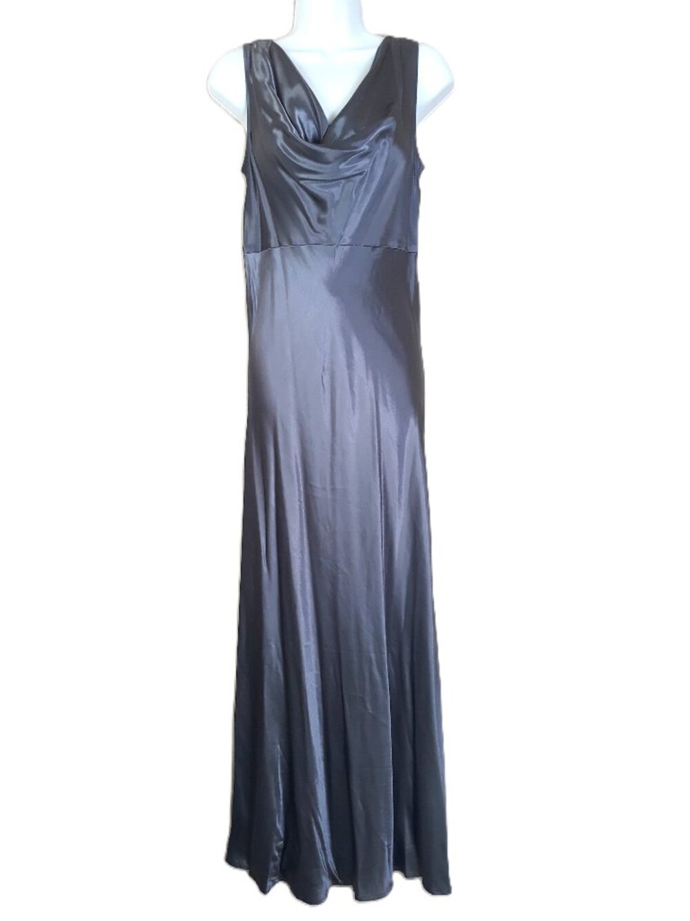 Satin Maxi Dress Empire Waist Black Tie Wedding Party Vintage